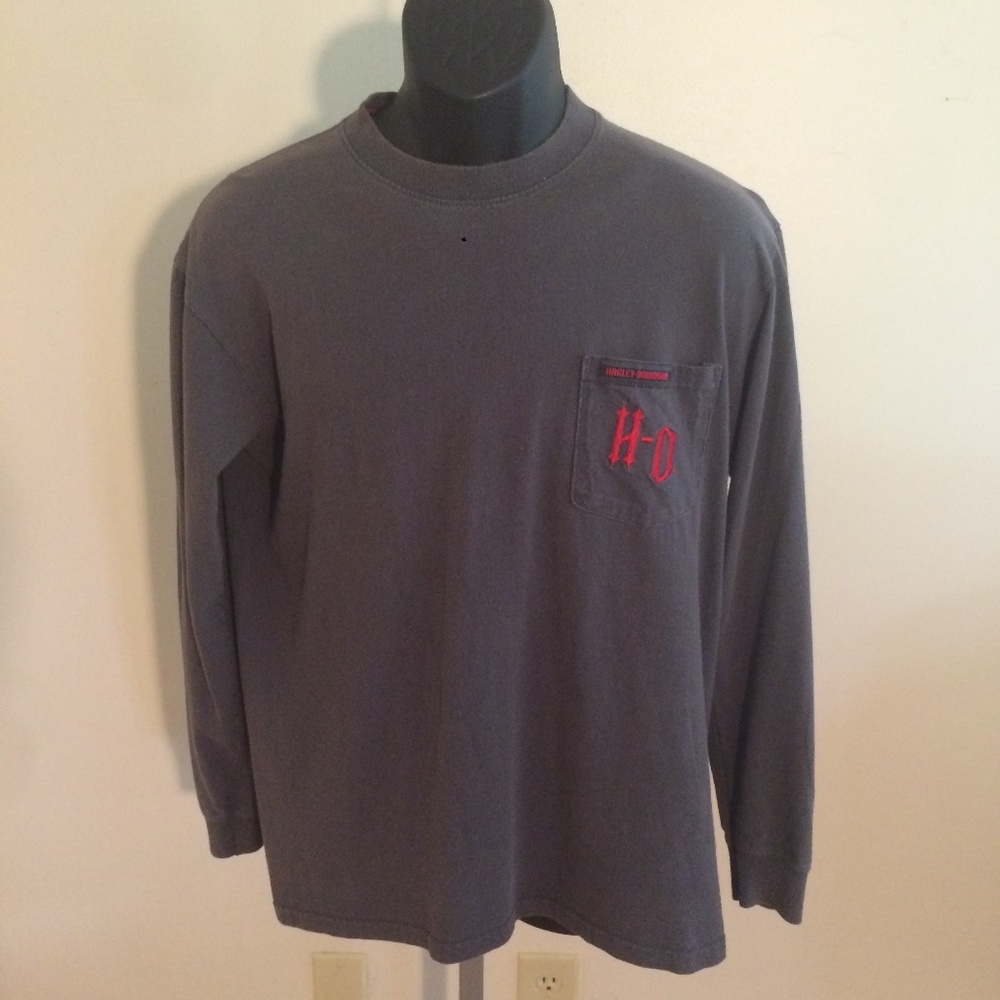 SIZE M HARLEY -DAVIDSON LONG SLEEVE SLIP ON GRAY
